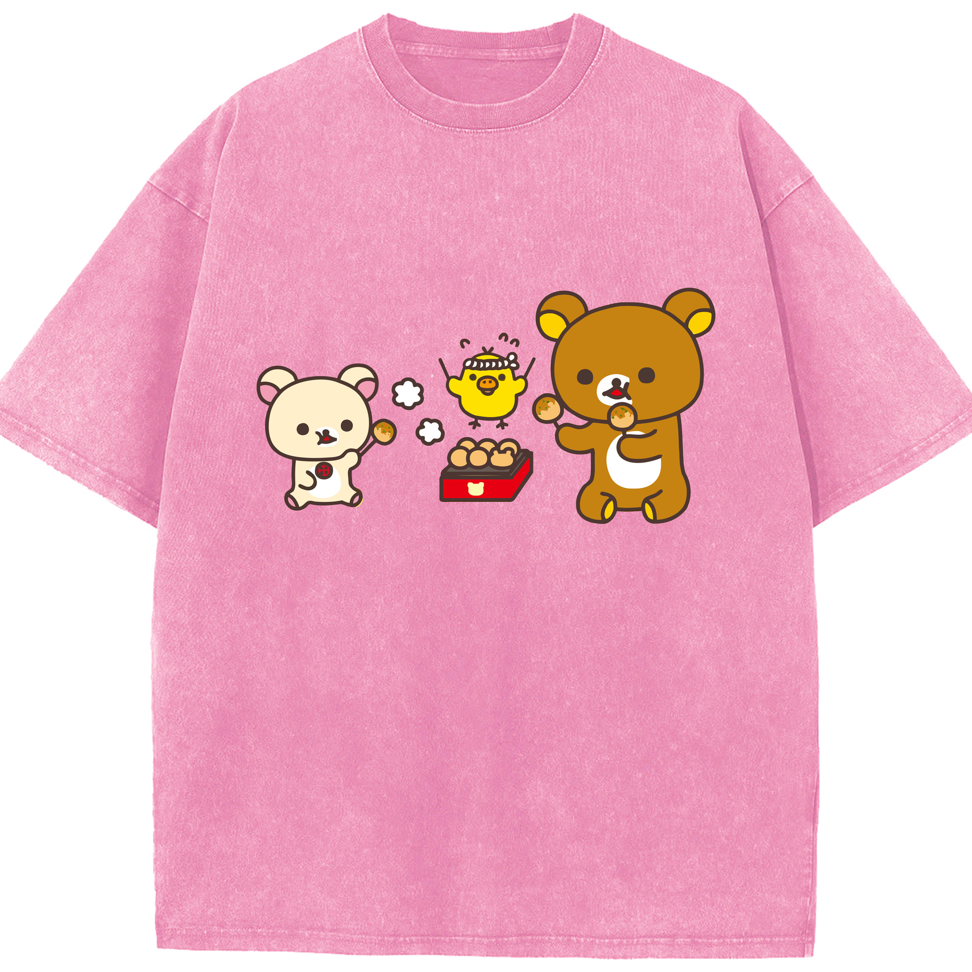 （画像用） リラックマ リラックマ キイロイトリ Rilakkuma Korilakkuma Kiiroitori 綿100% ヴィンテージ風 半袖Tシャツ（フロントプリント）